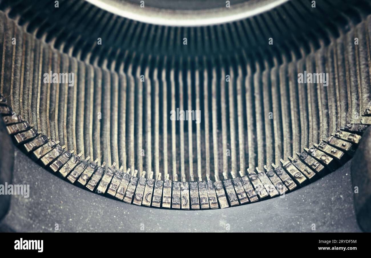 Old antique typewriter typeface Stock Photo