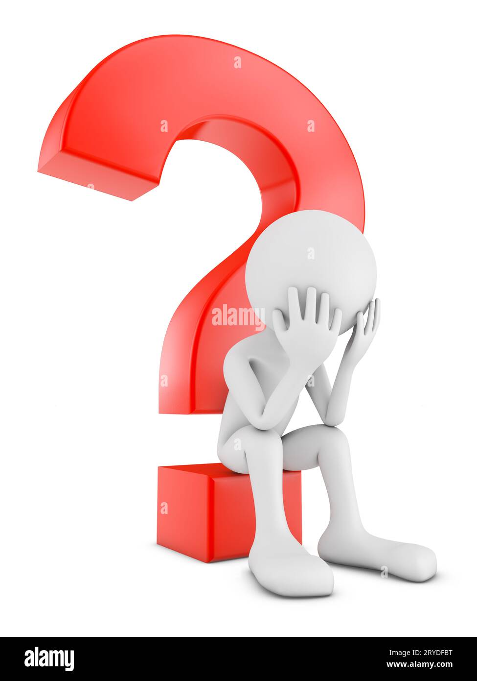 Man with question mark Stock Photo