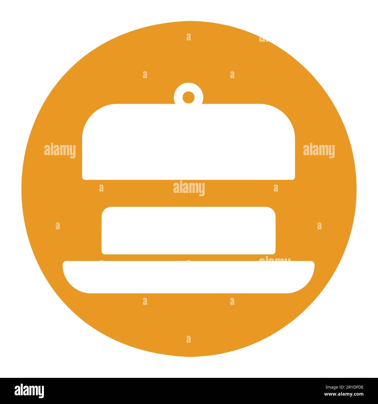 Butter in butter dish with open lid vector icon. Dairy product sign ...