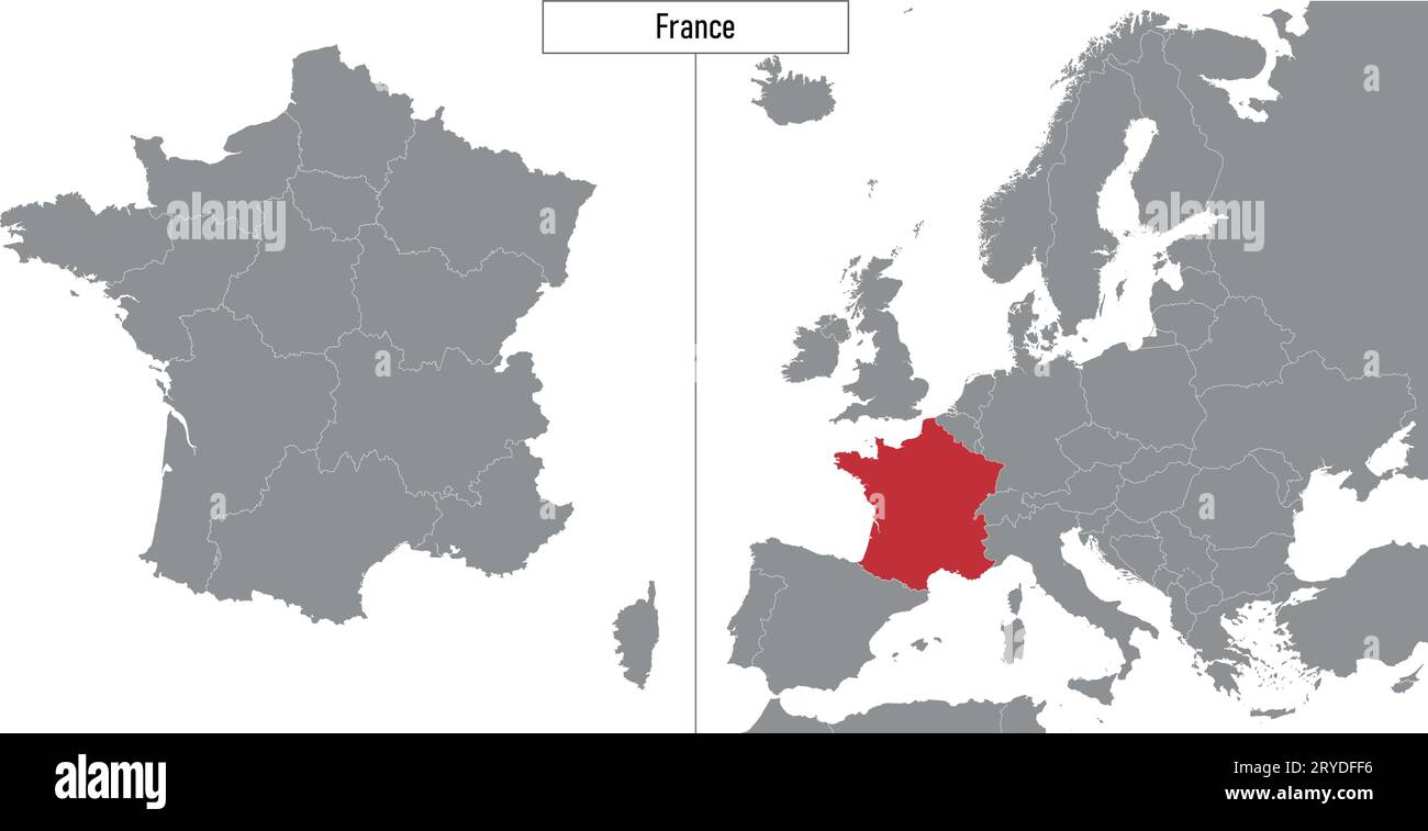 map of France and location on Europe map. Vector illustration Stock ...