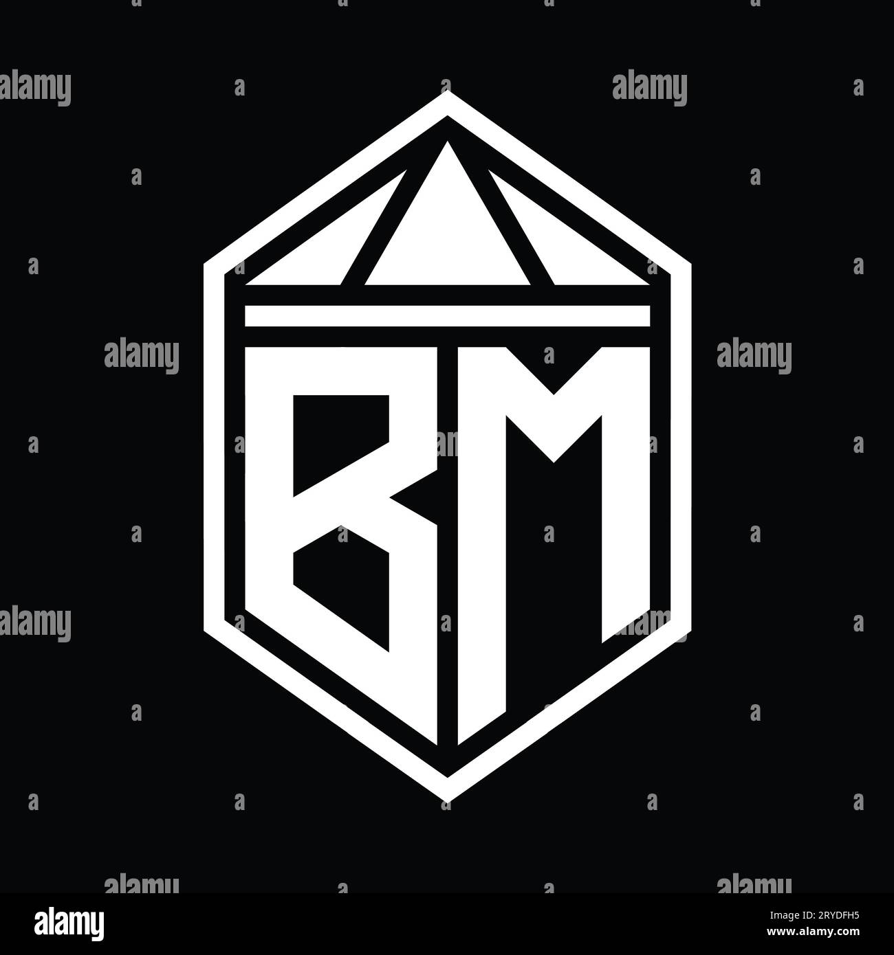 BM Logo monogram letter with shield and slice style design