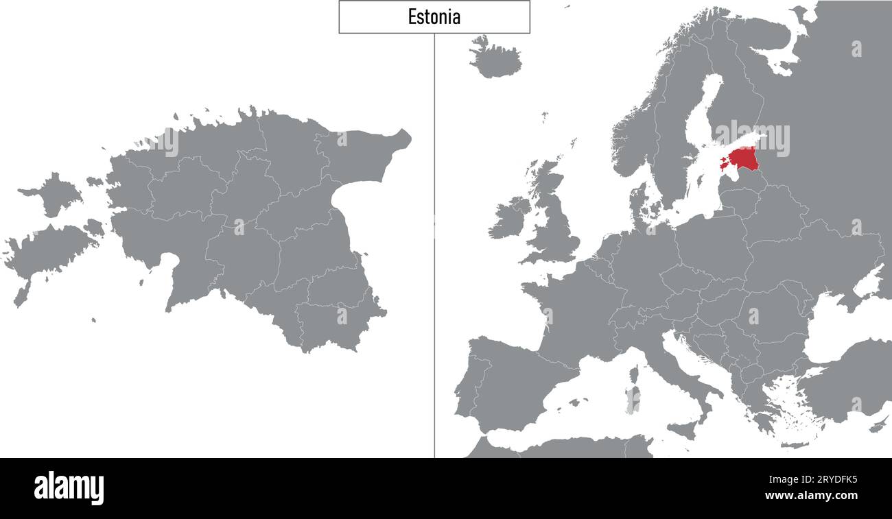 Map Of Estonia And Location On Europe Map Vector Illustration Stock Map Of Estonia And Location On Europe Map Vector Illustration 2RYDFK5