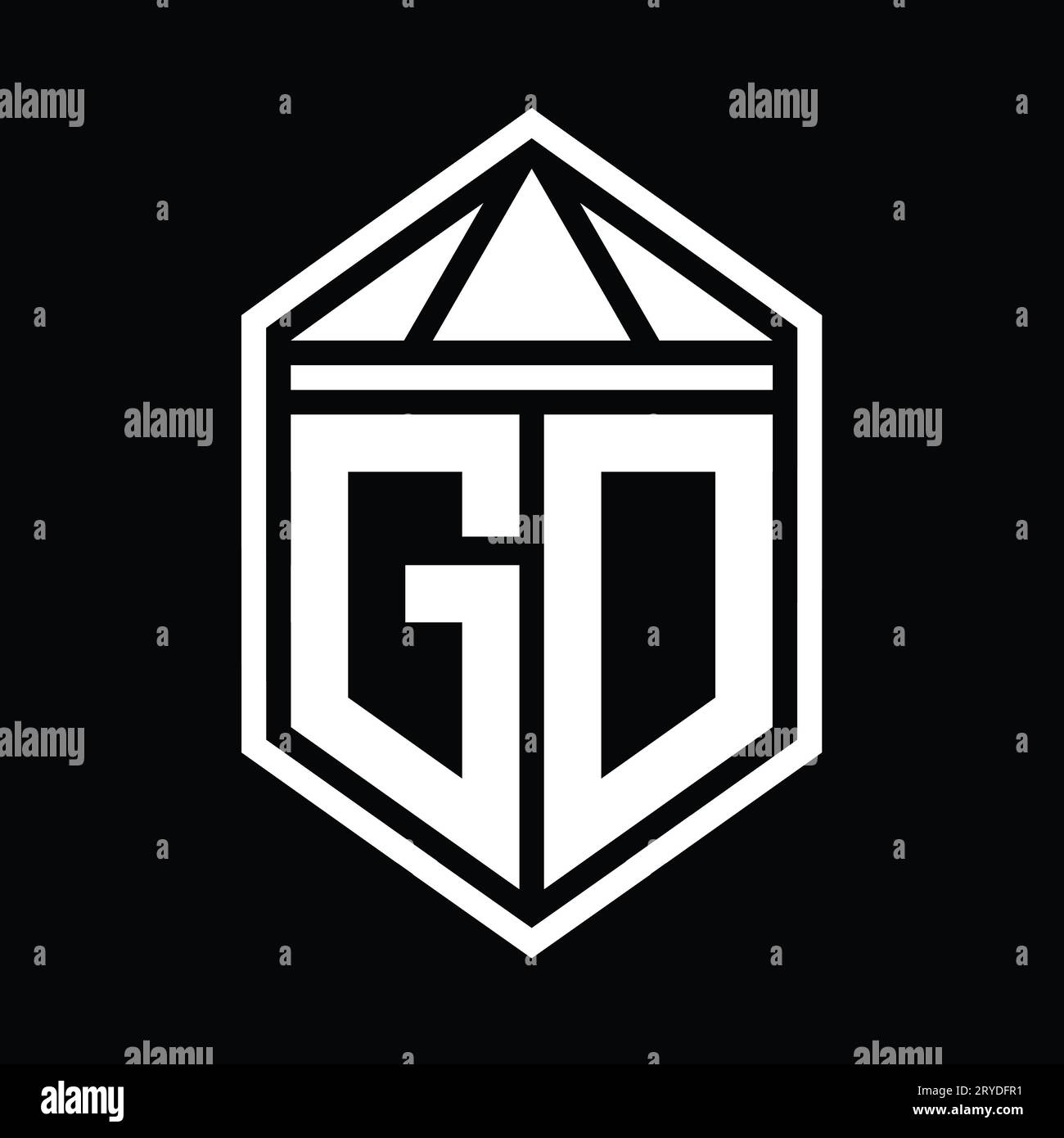 GD Letter Logo monogram simple hexagon shield shape with triangle crown ...