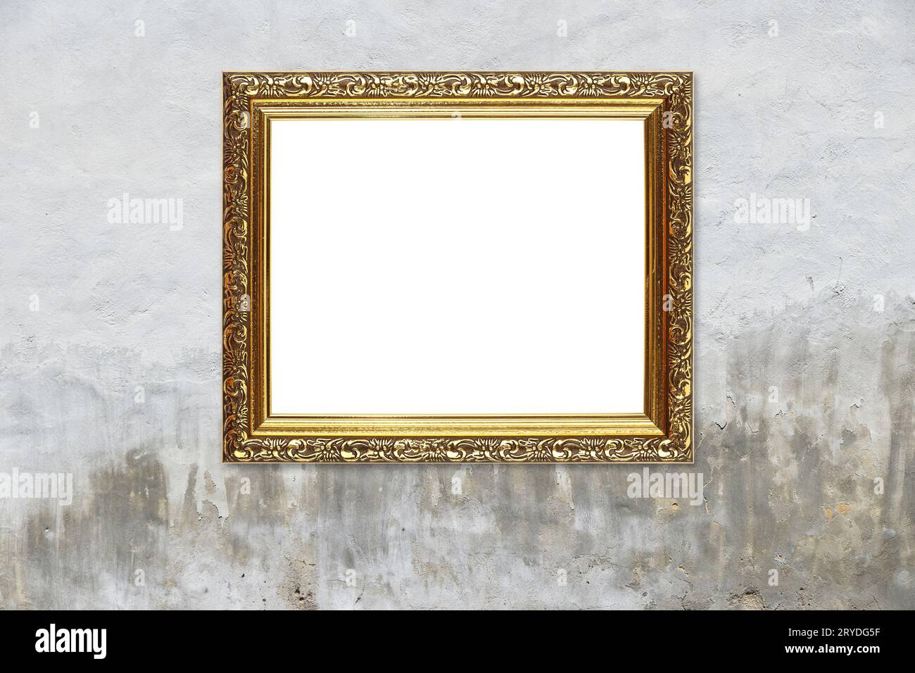 White Landscape Frame With Ornate Wooden Edges Stock Photo - Alamy