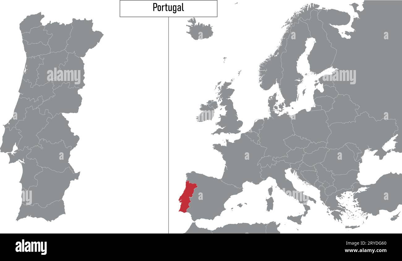 Map of Portugal in Europe Stock Photo - Alamy