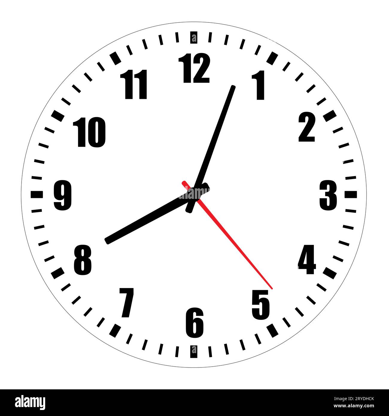 Vector illustration of blank clock face dial with Arabic numerals, hour
