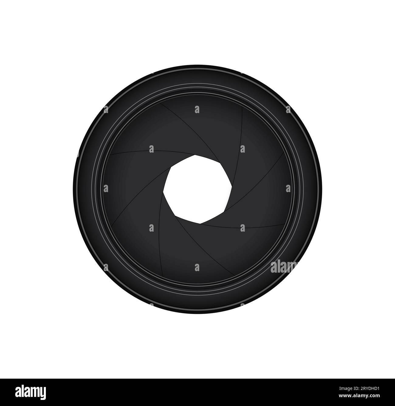 Vector illustration of camera lens shutter aperture isolated on white ...