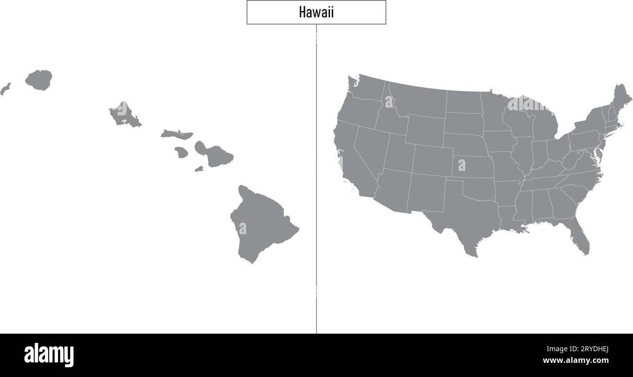 Simple map of Hawaii state of United States and location on USA map Stock Vector Image & Art Alamy