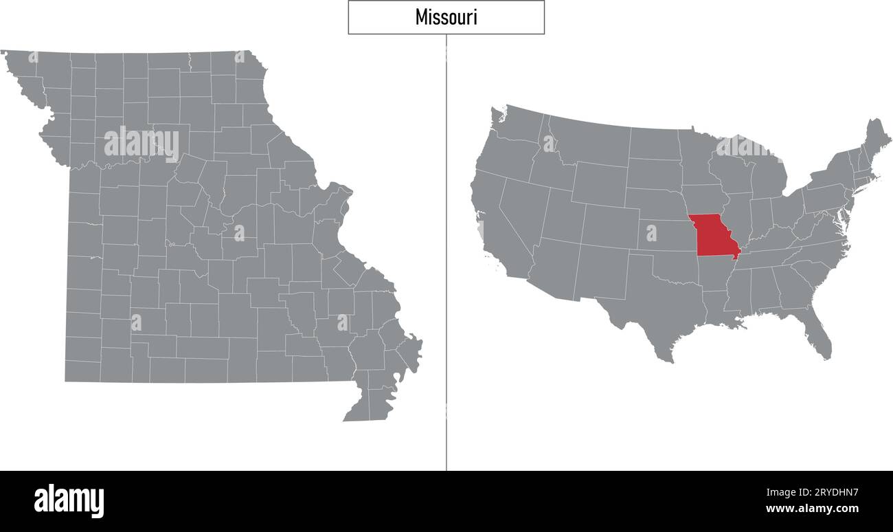Simple map of Missouri state of United States and location on USA map Stock Vector Image & Art