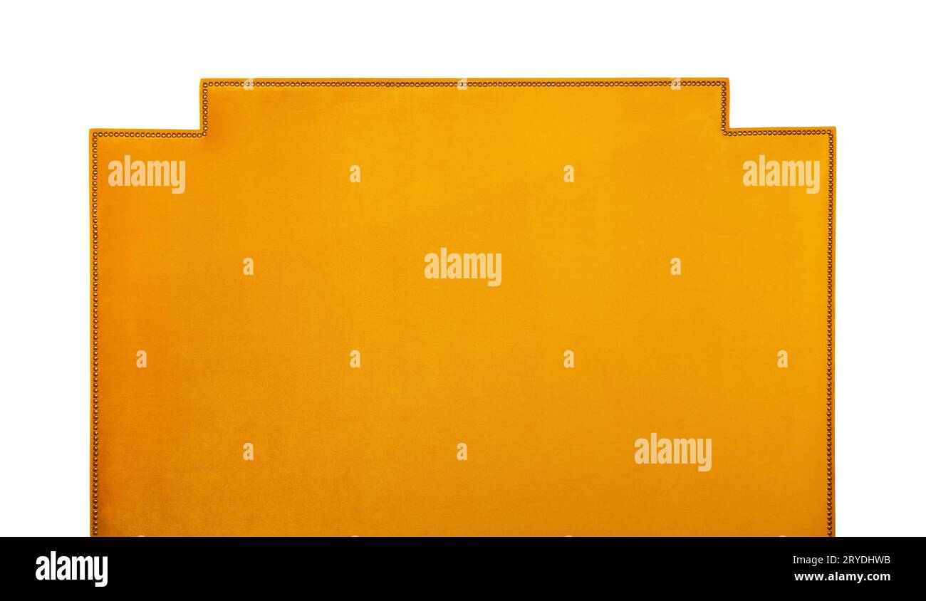 Yellow soft velvet bed headboard isolated on white Stock Photo Alamy