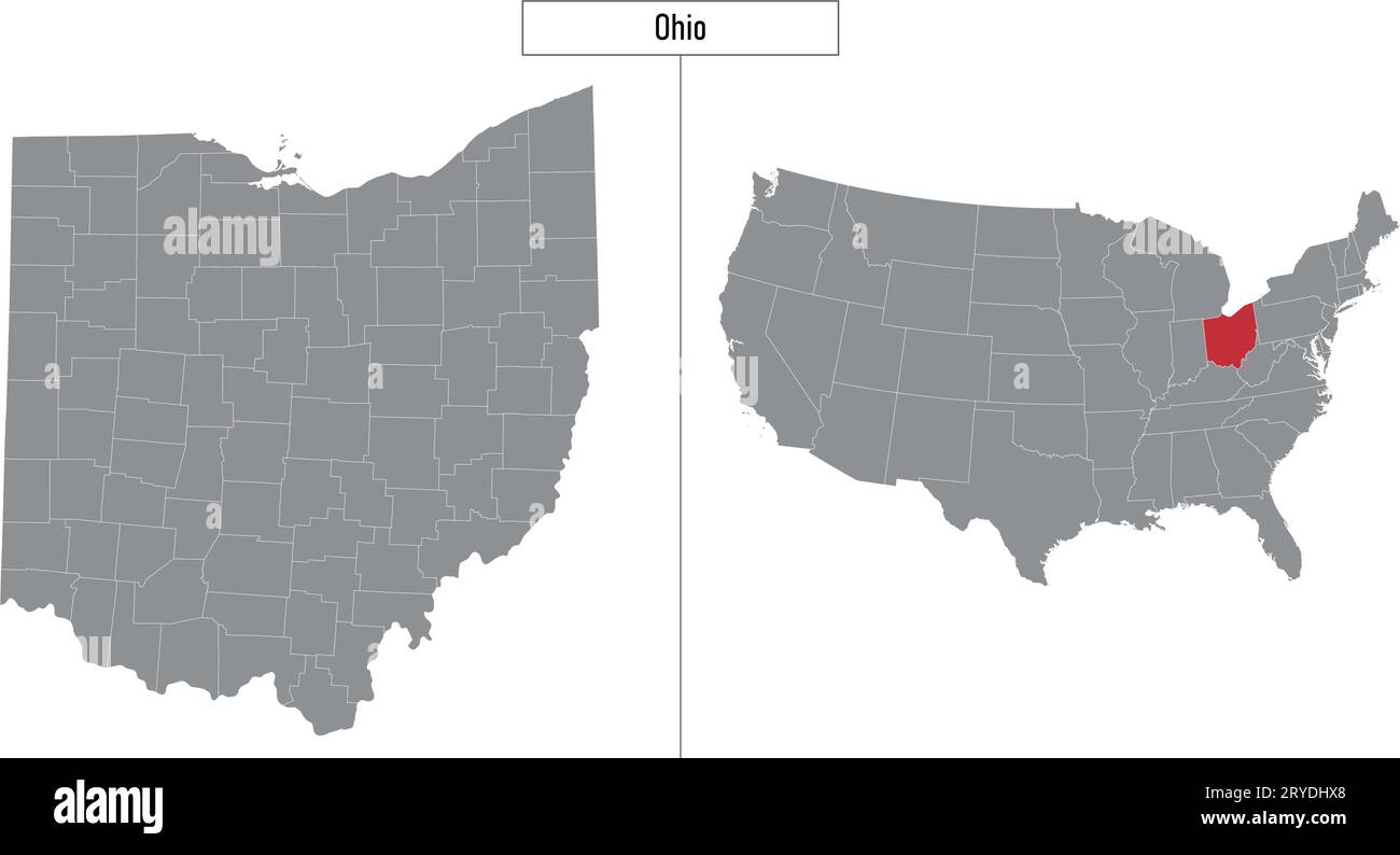 Simple map of Ohio state of United States and location on USA map Stock Vector Image & Art Alamy