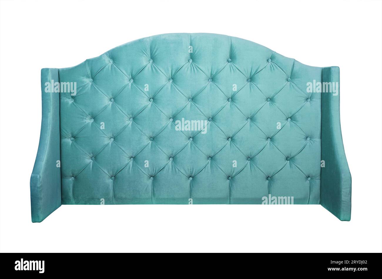 Teal velvet bed headboard isolated on white Stock Photo Alamy