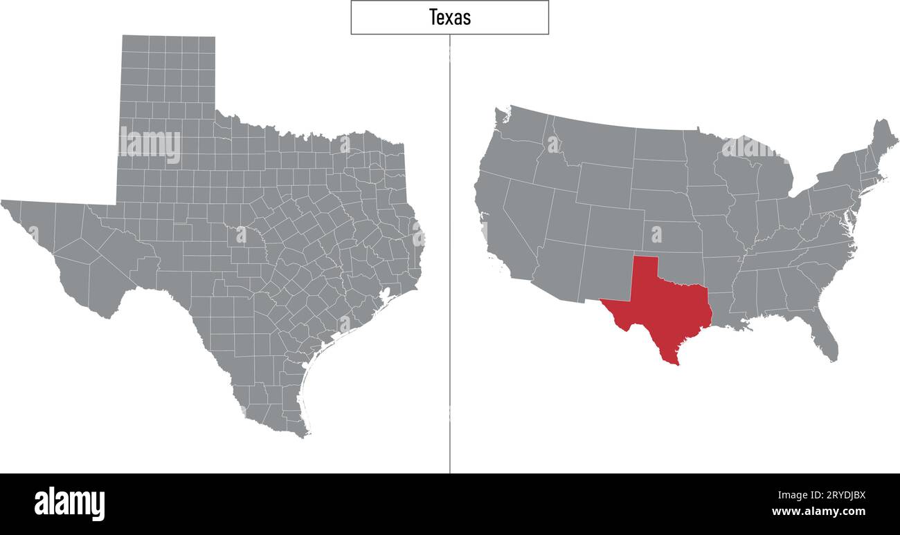 Simple map of Texas state of United - Simple Map Of Texas State Of United States And Location On Usa Map 2RYDJBX