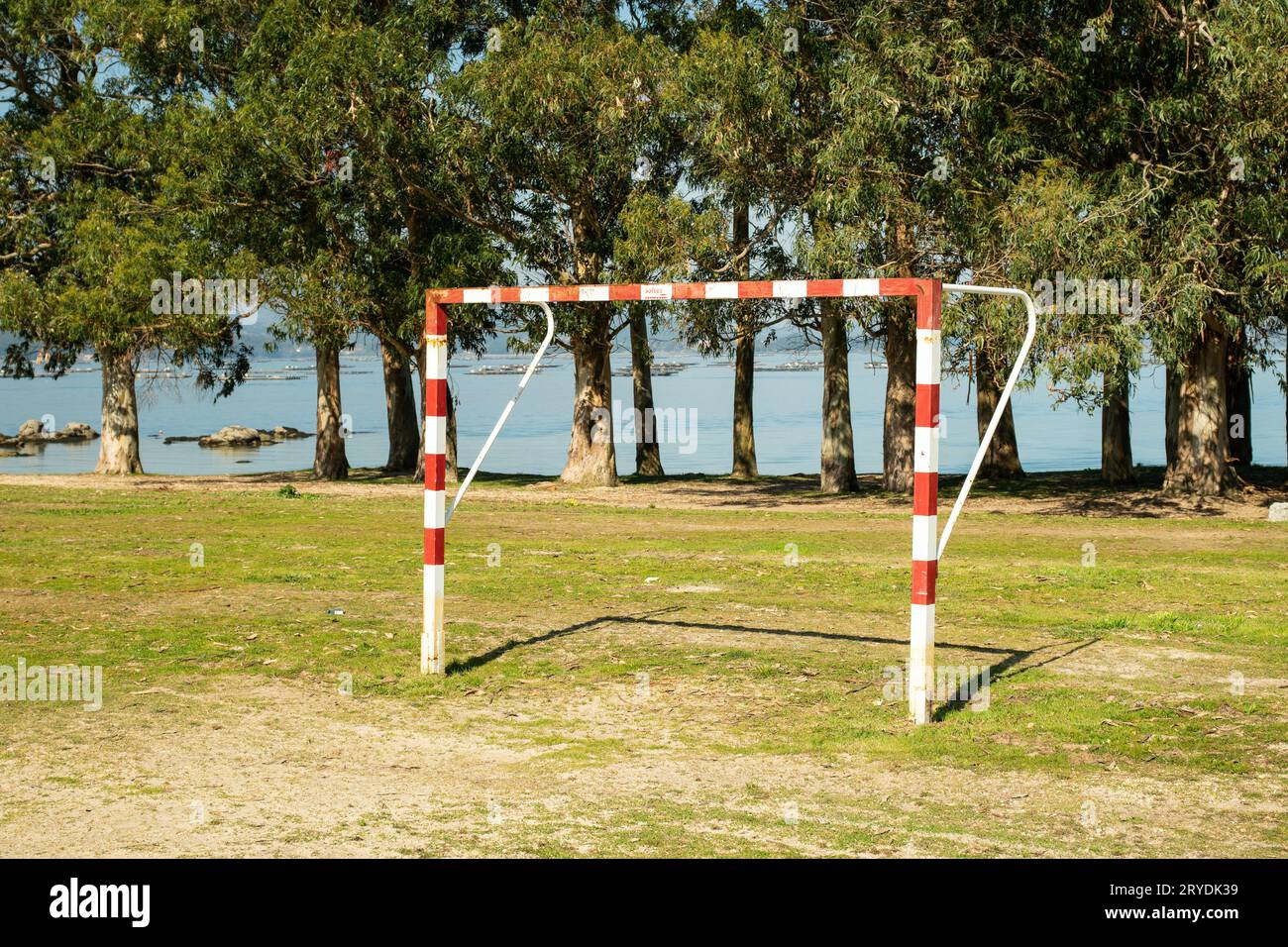 Soccer gate in amateur soccer court Stock Photo