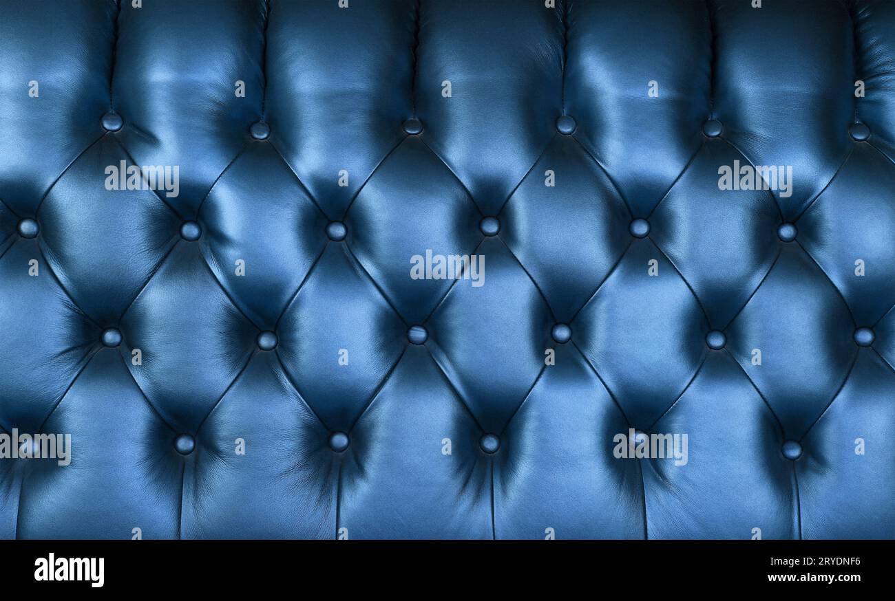 Indigo blue leather capitone background texture Stock Photo