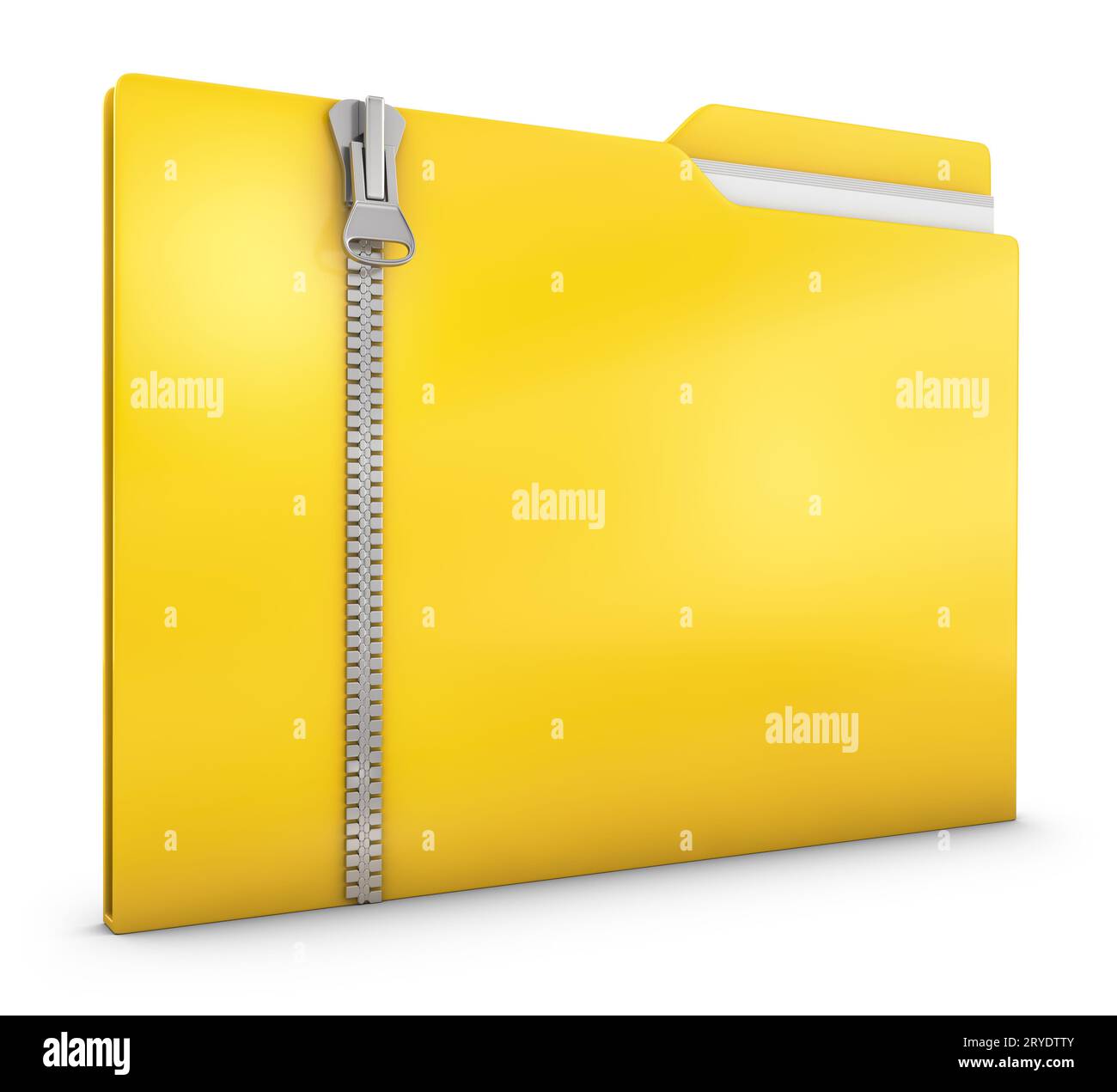 Yellow folder with zipper on a white background. 3d render Stock Photo ...