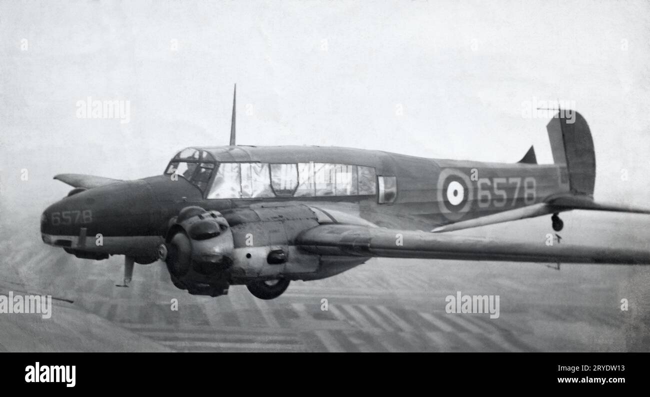 An Avro Anson based at RAF Compton Bassett being used to train wireless operators during the Second World War. Stock Photo