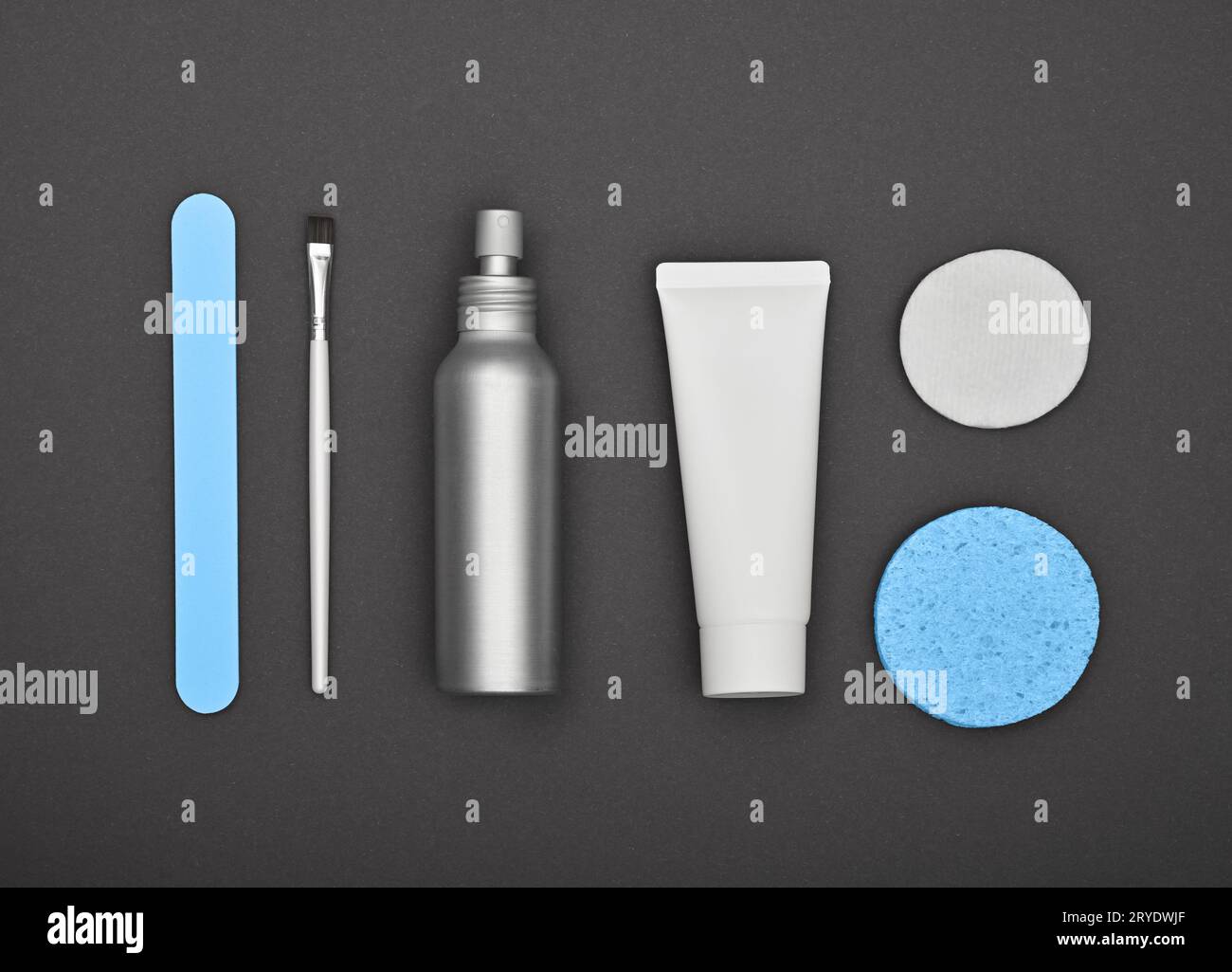 Masculine beauty and skin care flat lay on grey Stock Photo