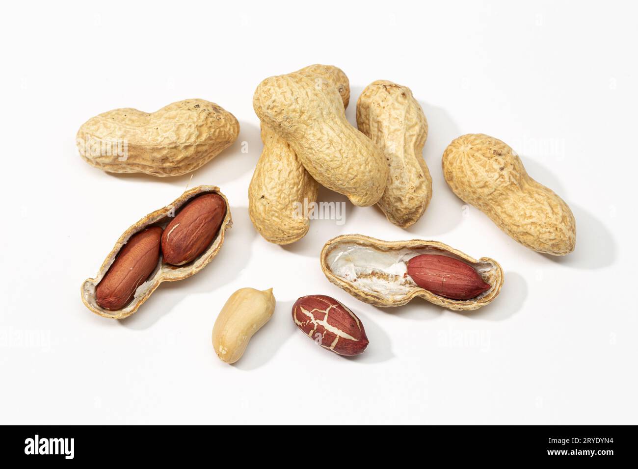 Dried peanuts isolated on white background Stock Photo