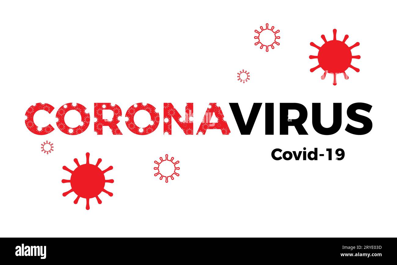 Coronavirus Covid-19 banner with text and virus icon. Vector ...