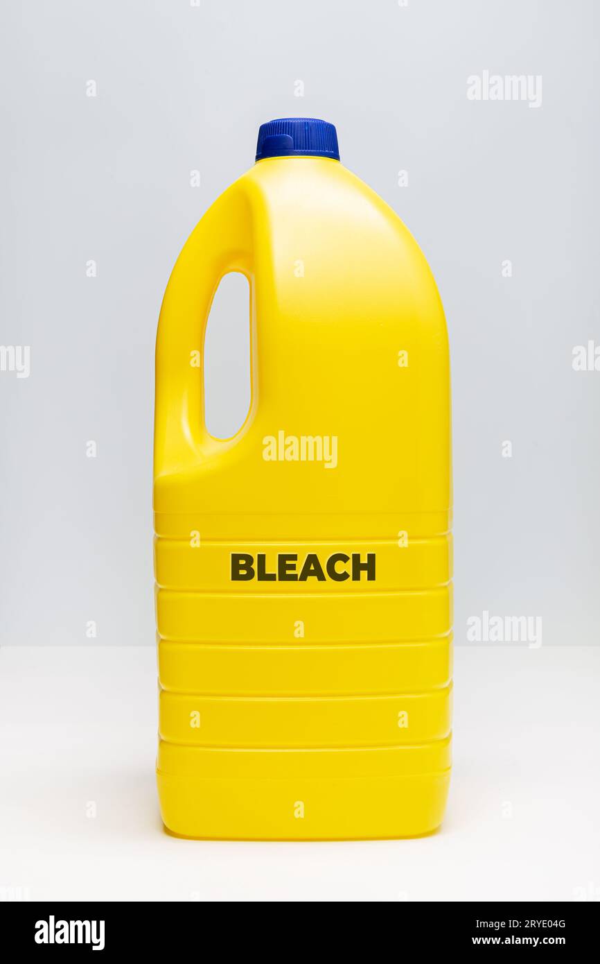 Bleach bottle. Yellow Plastic container Stock Photo Alamy