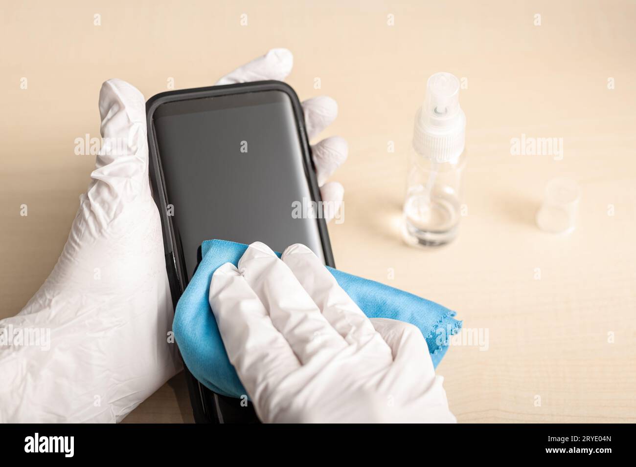 Cleaning worker smartphone hi-res stock photography and images - Alamy