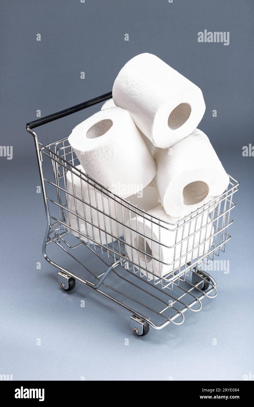 Grocery shopping cart full of Toilet Paper Stock Photo - Alamy