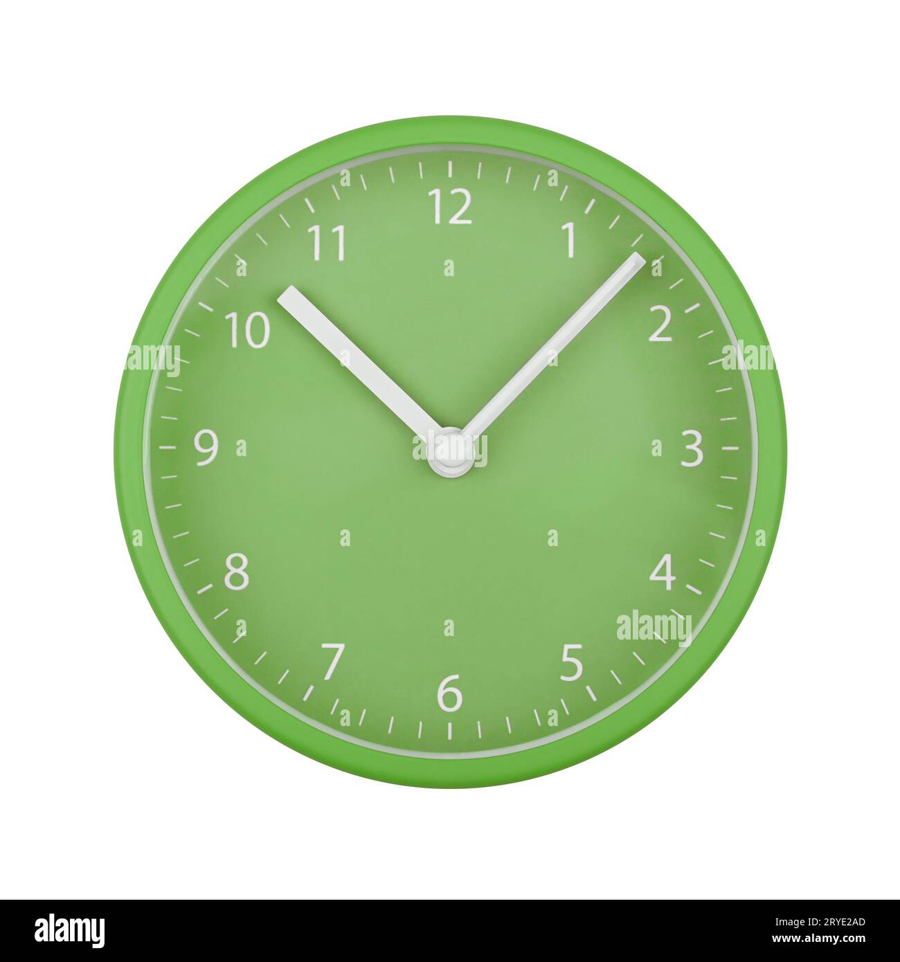 Green wall clock face isolated on white Stock Photo - Alamy