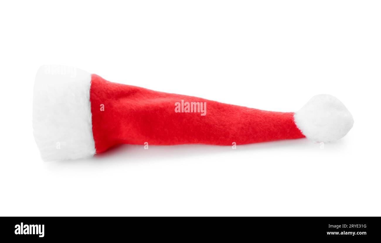 Santa hat on white background Stock Photo - Alamy