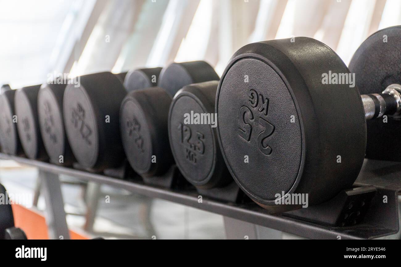 Sports equipment in the hall Stock Photo