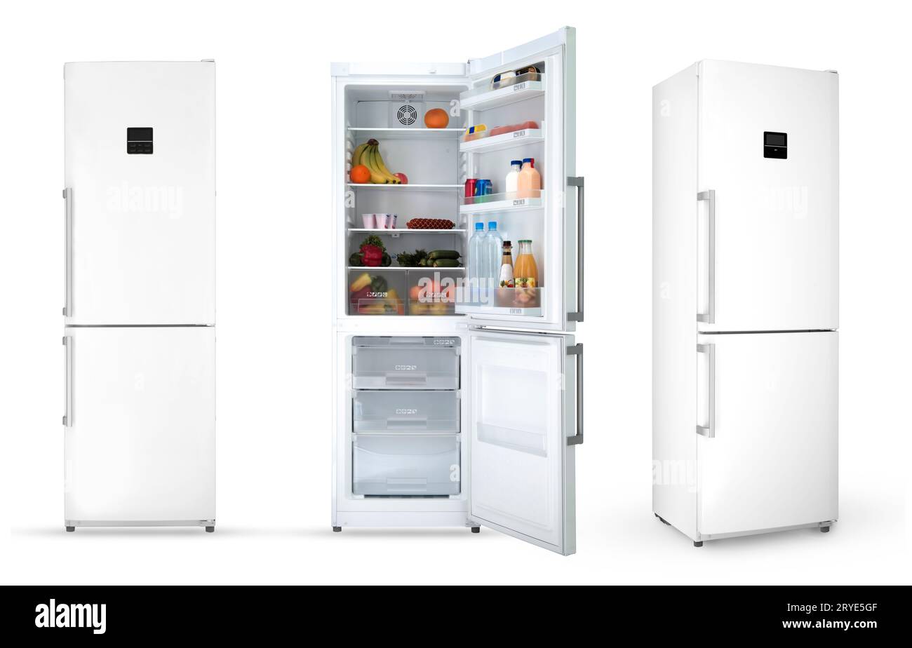 Household refrigerator on a white background Stock Photo