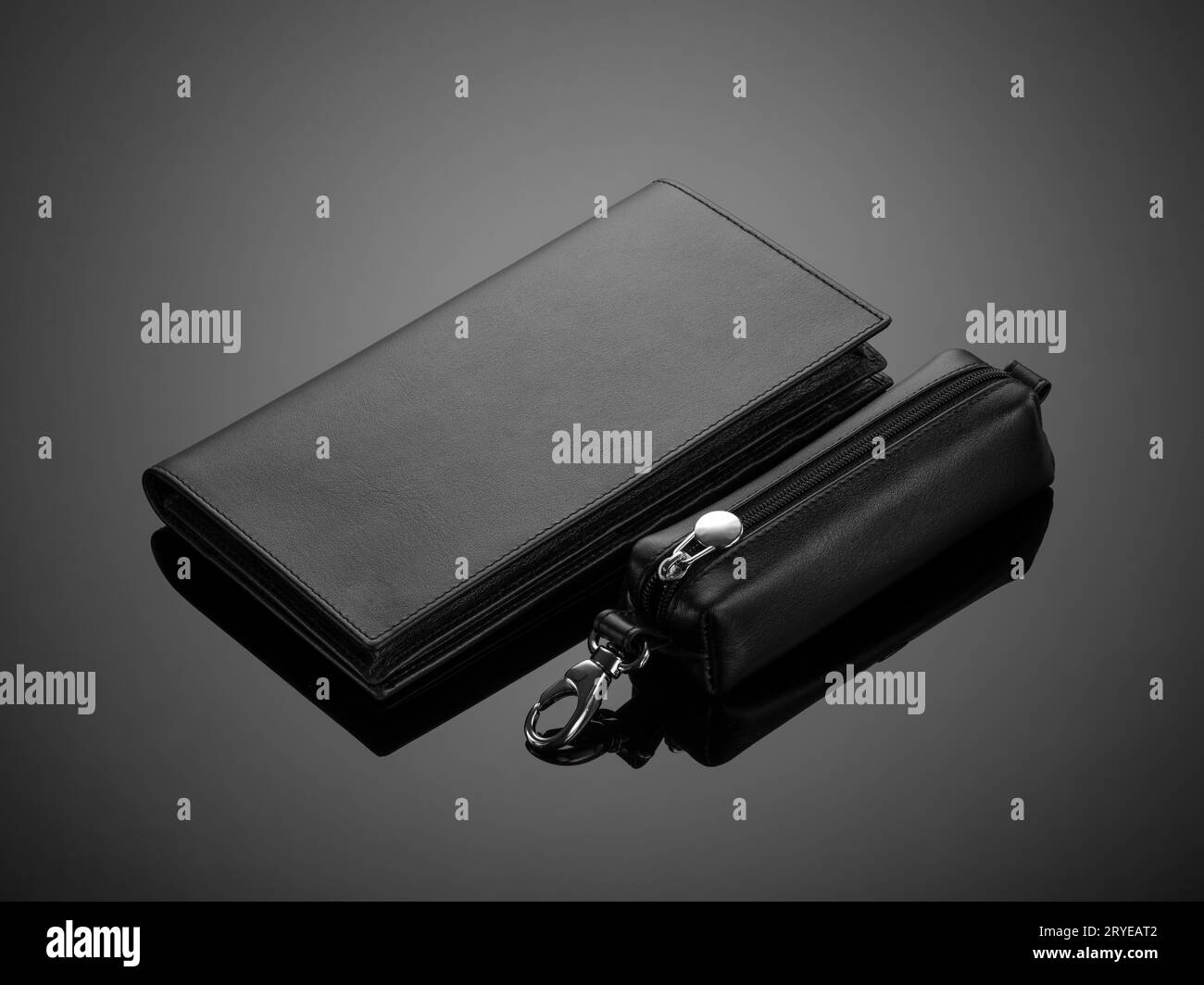 Men's wallet on a black background Stock Photo