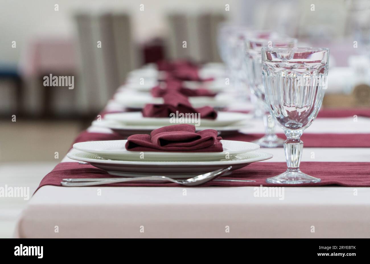 Served table in the restaurant Stock Photo