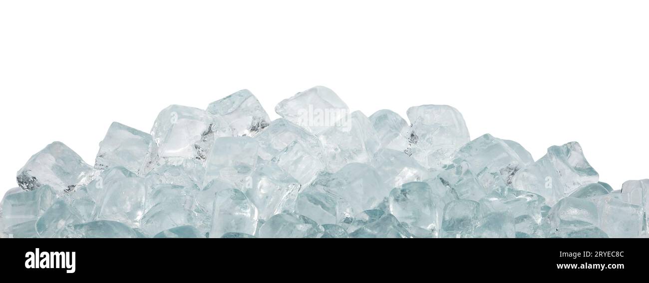 Close up clear ice cubes over white background Stock Photo