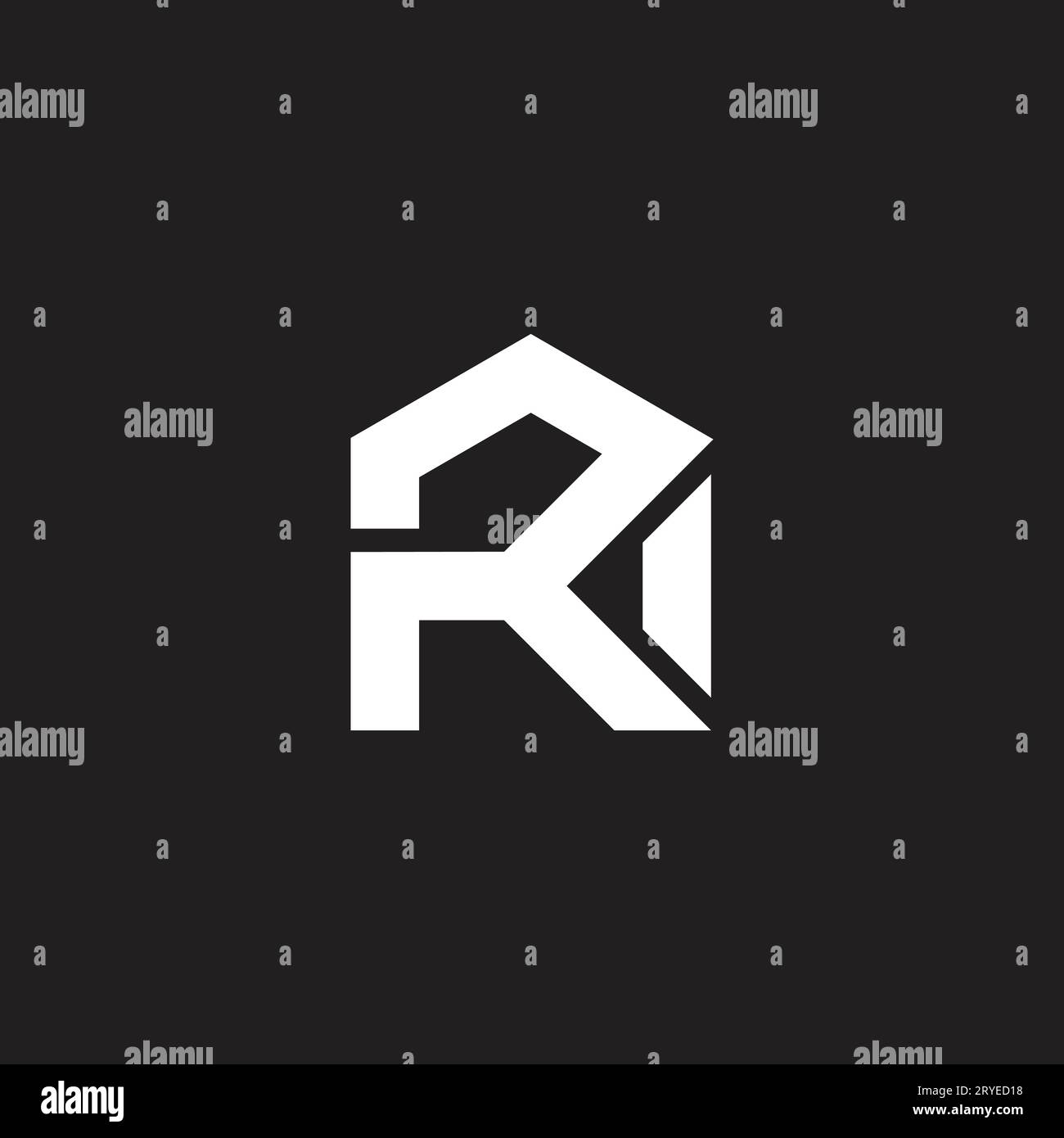 letter r home shape simple geometric line logo vector Stock Vector