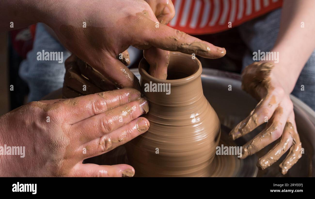 Children's pottery studio Stock Photo