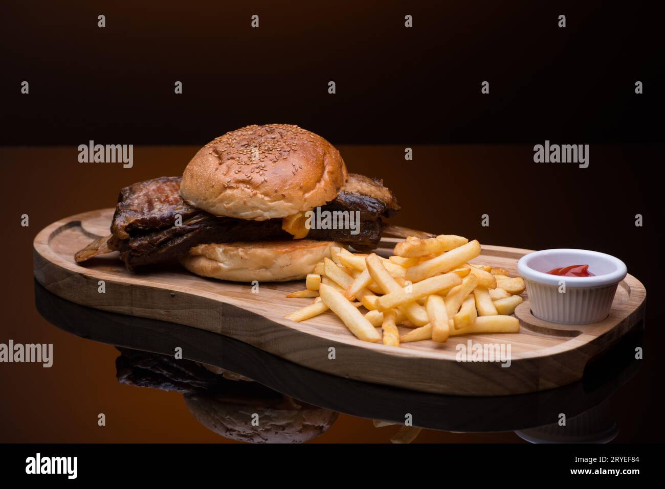 Dish on black background Stock Photo