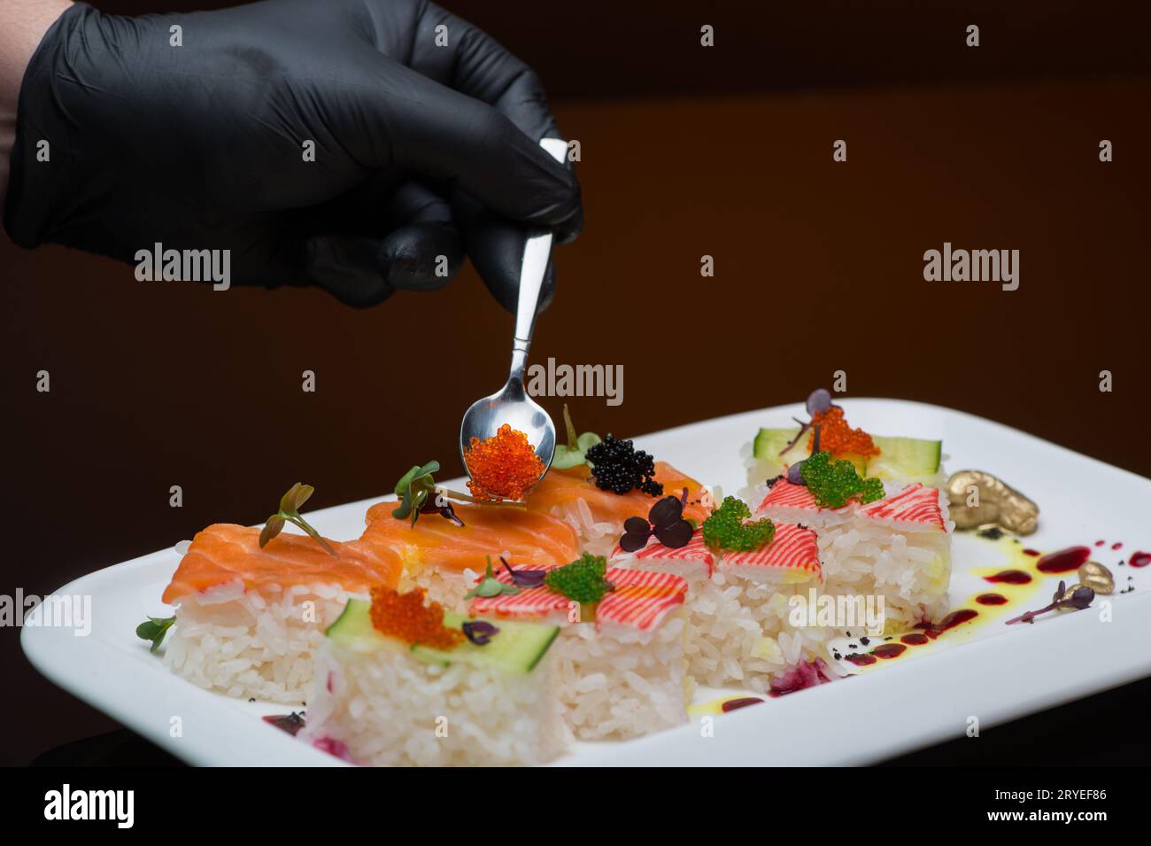 The process of preparing sushi Stock Photo - Alamy