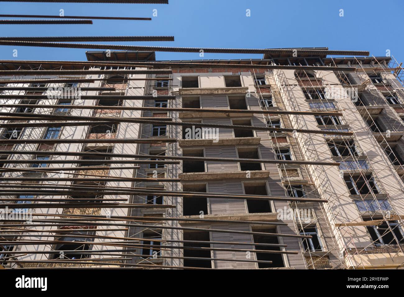 reinforcement bars for concrete pouring on the background of the