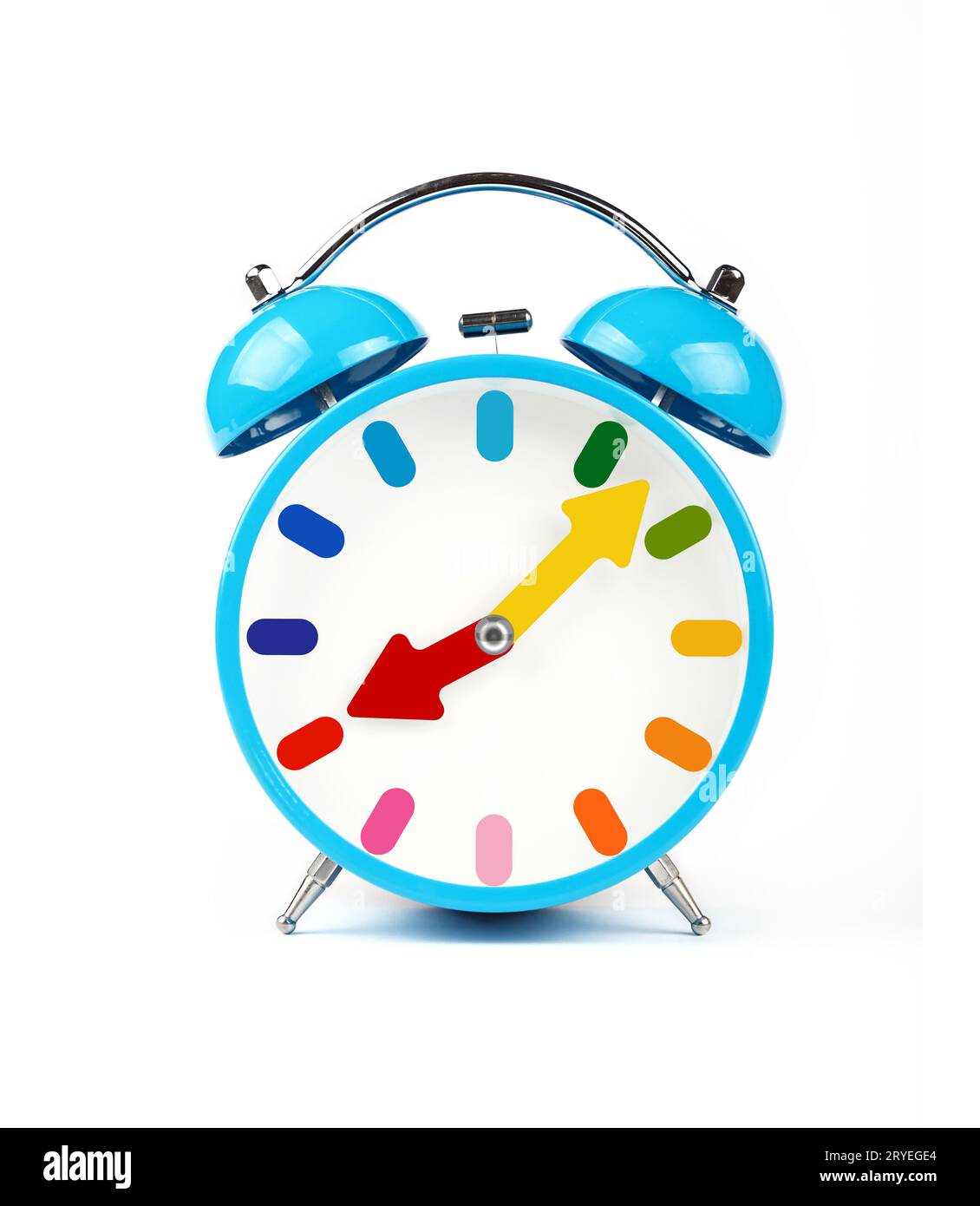 One blue retro alarm clock isolated on white Stock Photo Alamy