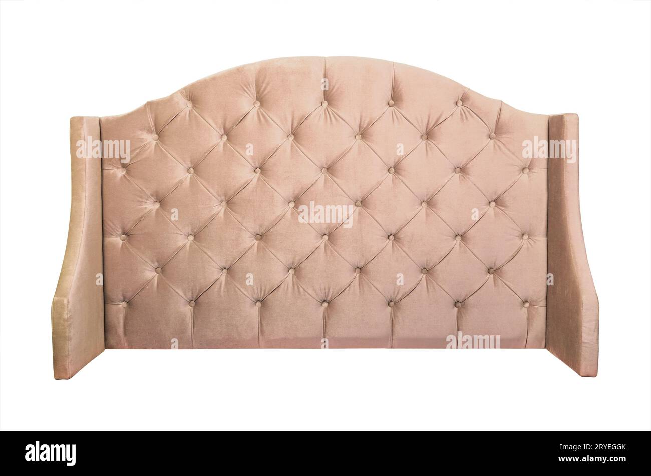 Beige velvet bed headboard isolated on white Stock Photo Alamy