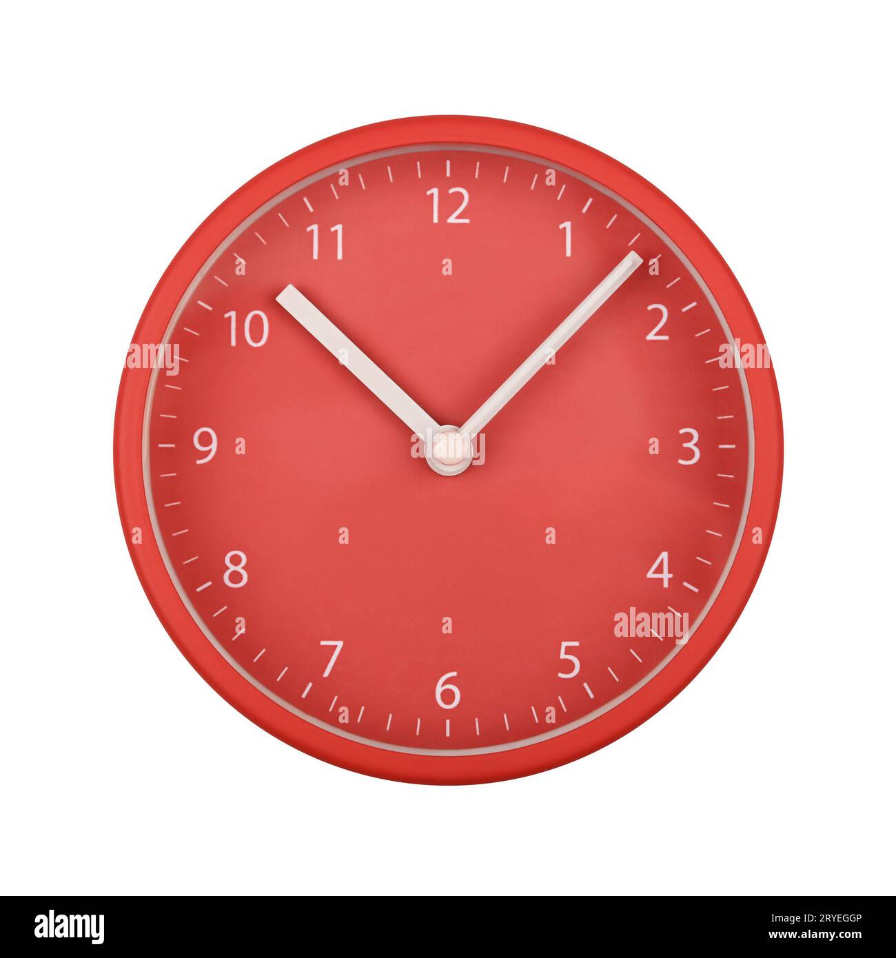 Red wall clock face isolated on white Stock Photo