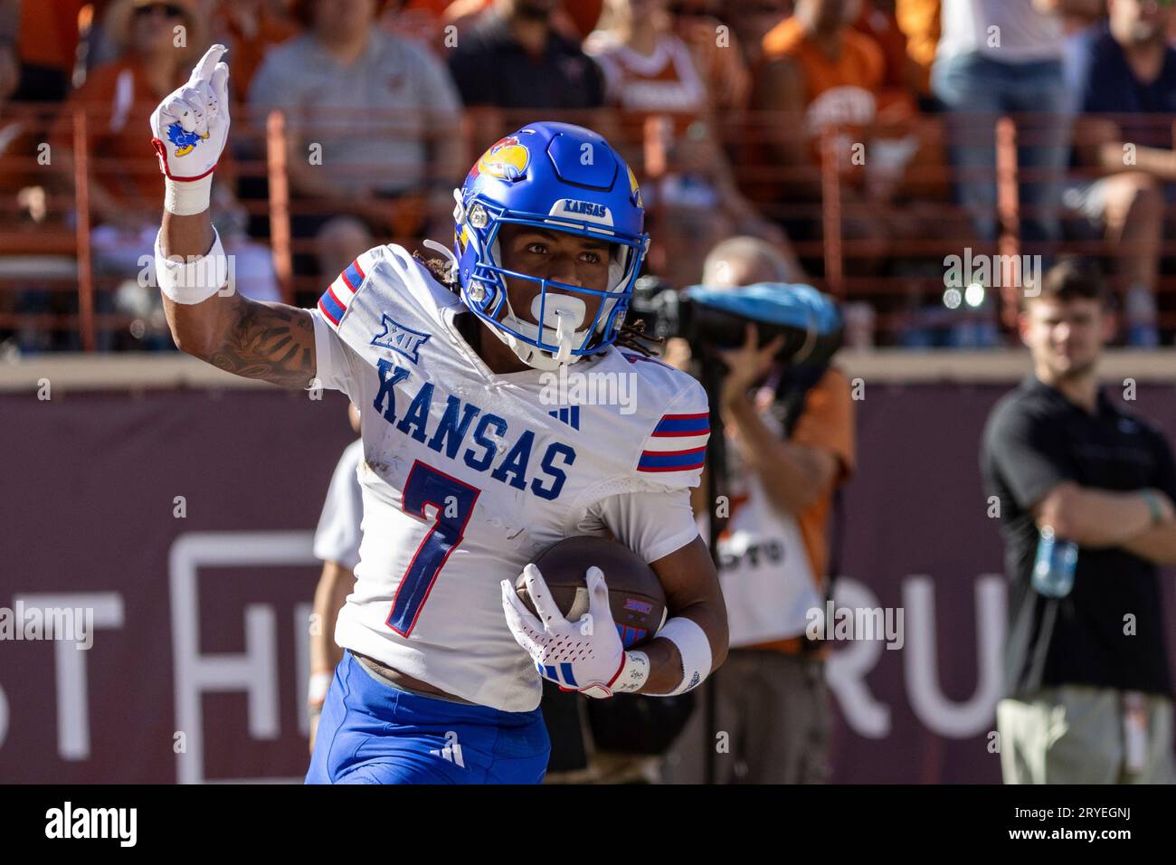 AUSTIN, TX - SEPTEMBER 30: Kansas Jayhawks wide receiver Trevor Wilson ...
