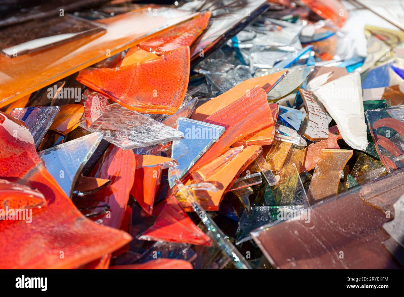Random pieces of broken glass Stock Photo Alamy