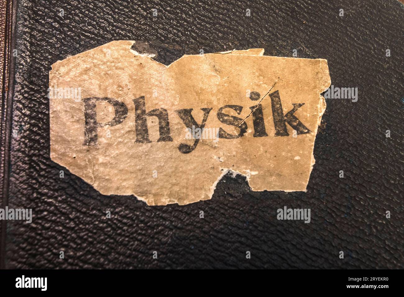 Book cover with word Physik (physics) Stock Photo