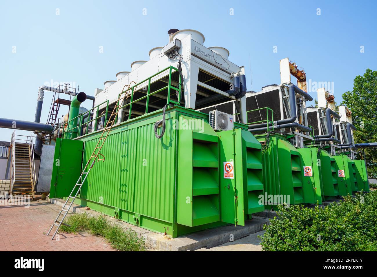 The biogas generator unit is located in a biogas power station Stock ...