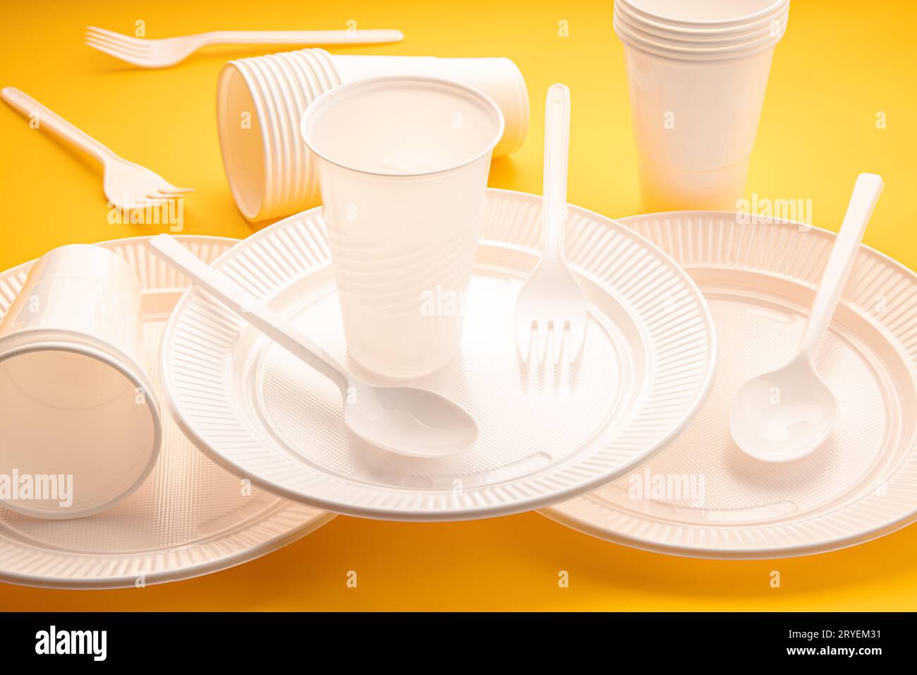 Disposable plastic dishware Stock Photo Alamy