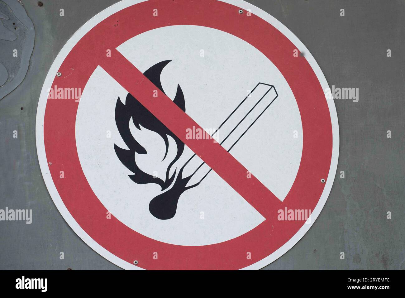 A open fire prohibited sign Stock Photo