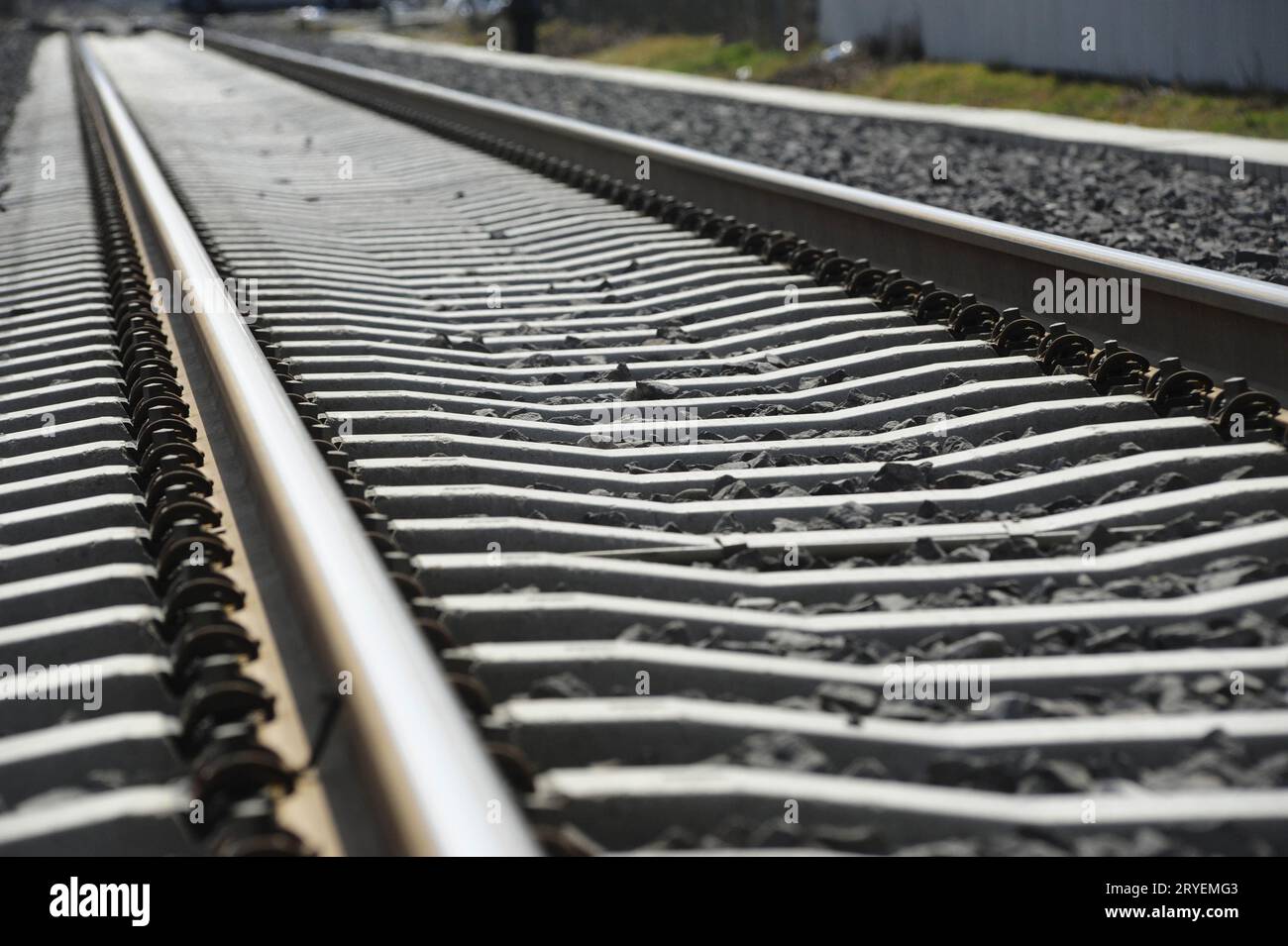 Track system on concrete sleepers Stock Photo