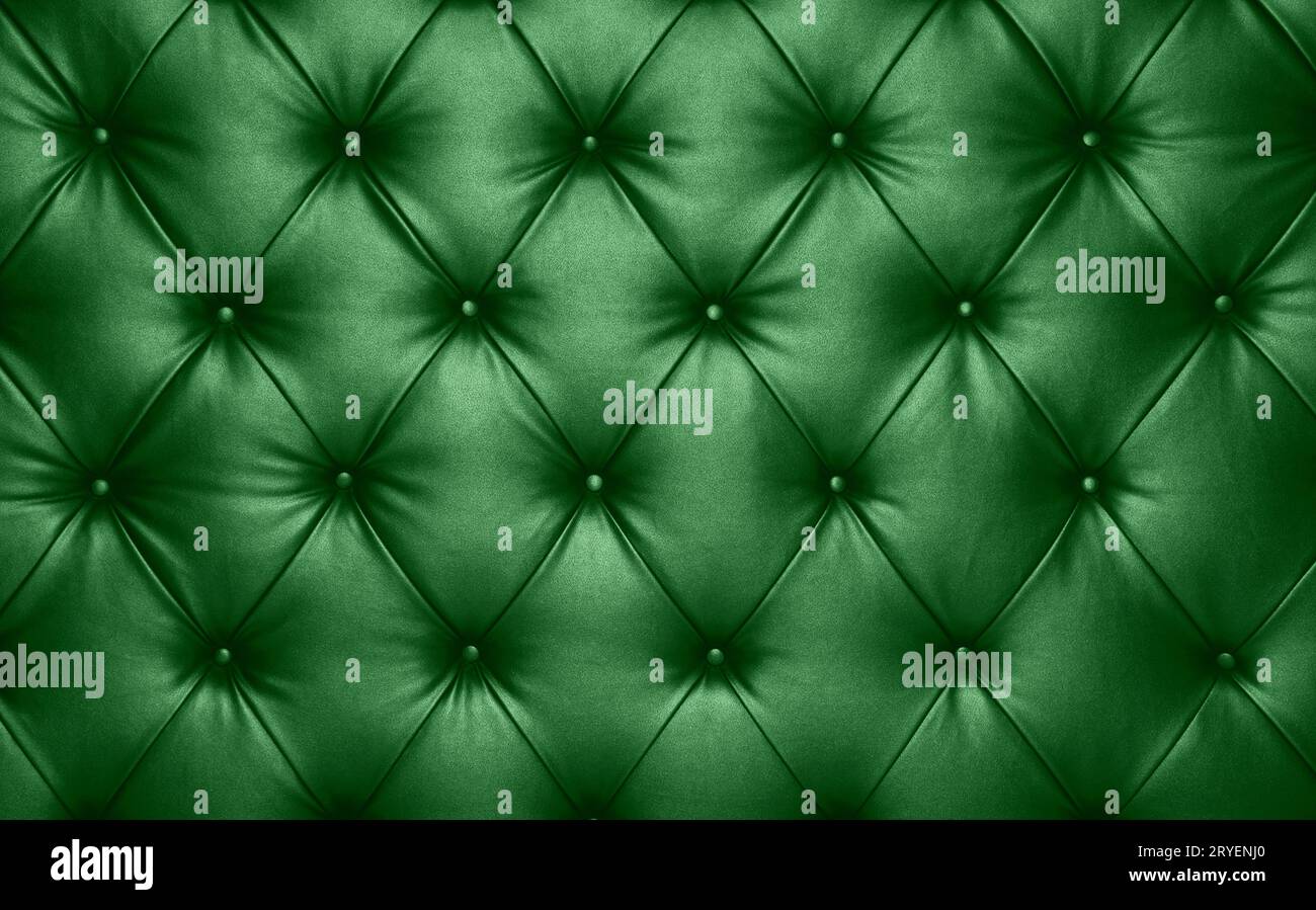 Green leather capitone background texture Stock Photo